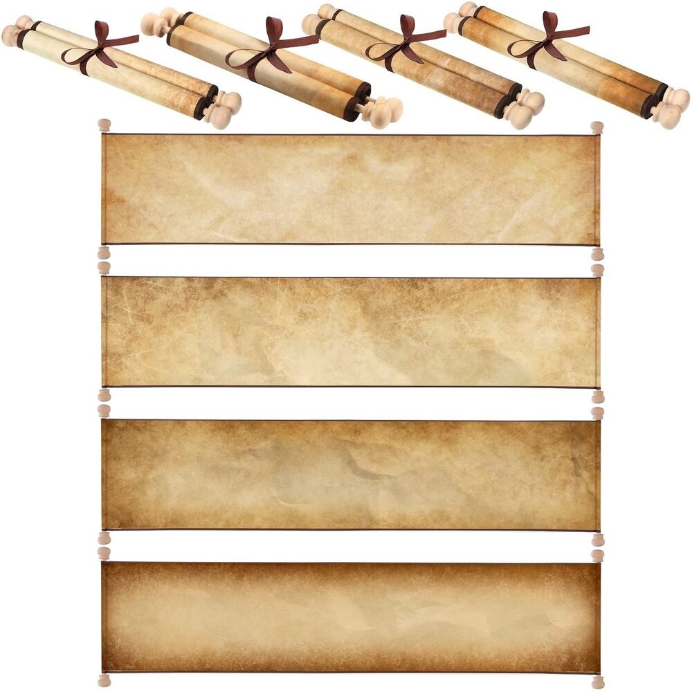 Yinder Blank Paper Scrolls with Wood Rods, Beige, 7.3 X 31.5 in